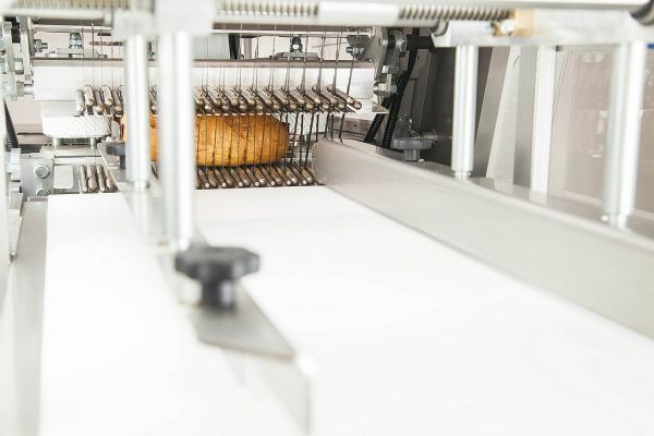 Bread cutting line while slicing bread